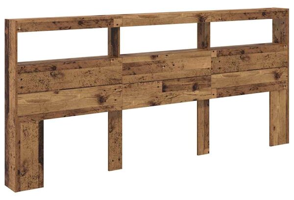 Fejtámla LED -es lámpákkal Öreg fa 220 x 17 x 102 cm Faanyag
