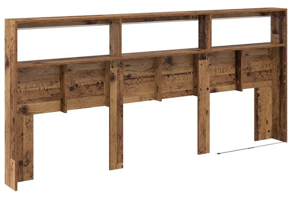 Fejtámla LED -es lámpákkal Öreg fa 220 x 17 x 102 cm Faanyag