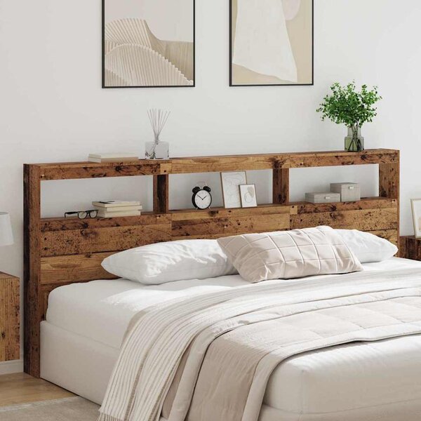 Fejtámla LED -es lámpákkal Öreg fa 220 x 17 x 102 cm Faanyag