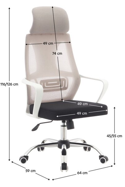 Irodai szék, szürke/fekete/fehér, TAXIS 2 NEW
