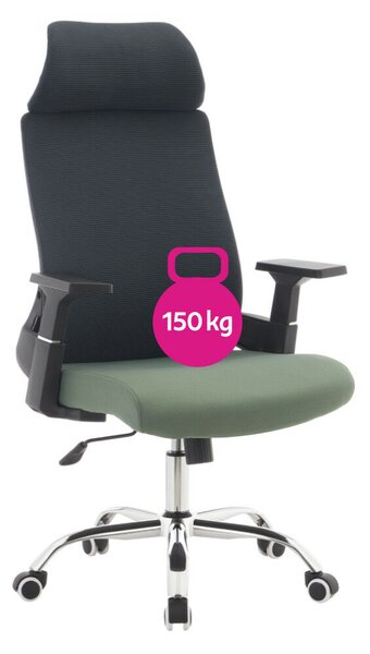 Irodai szék, sötétszürke/zöld/króm, teherbírás 150 kg, HOLGER