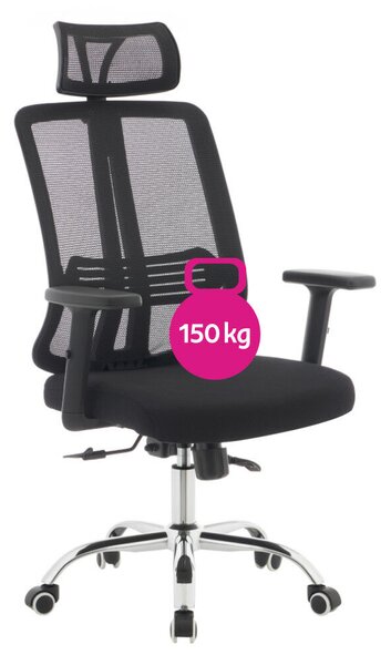 Irodai szék, fekete/króm, teherbírás 150 kg, DUVAL