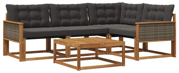 VidaXL Kültéri kanapé szett párnával 5 pcs Természetes és Fekete