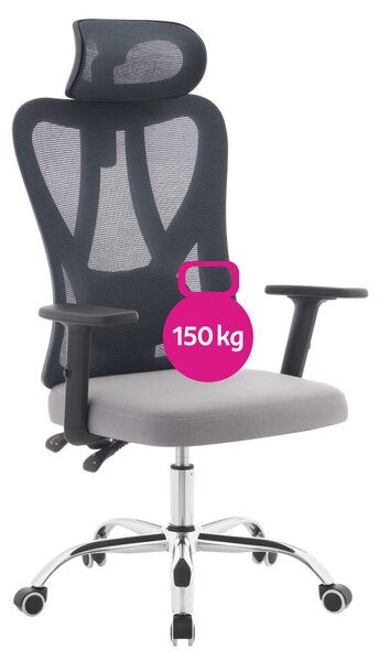 Irodai szék, sötétszürke/világosszürke/króm, teherbírás 150 kg, ADEMIR