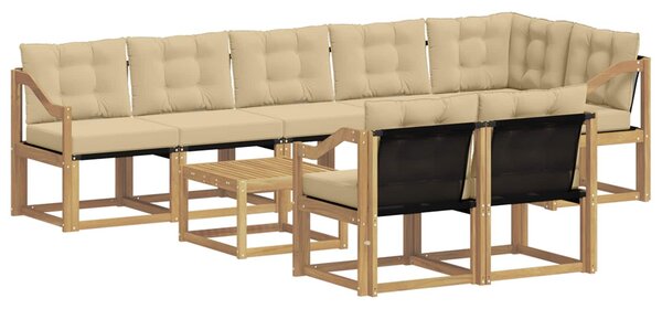 VidaXL Kültéri kanapé szett párnával 9 pcs Fehér és Bézs