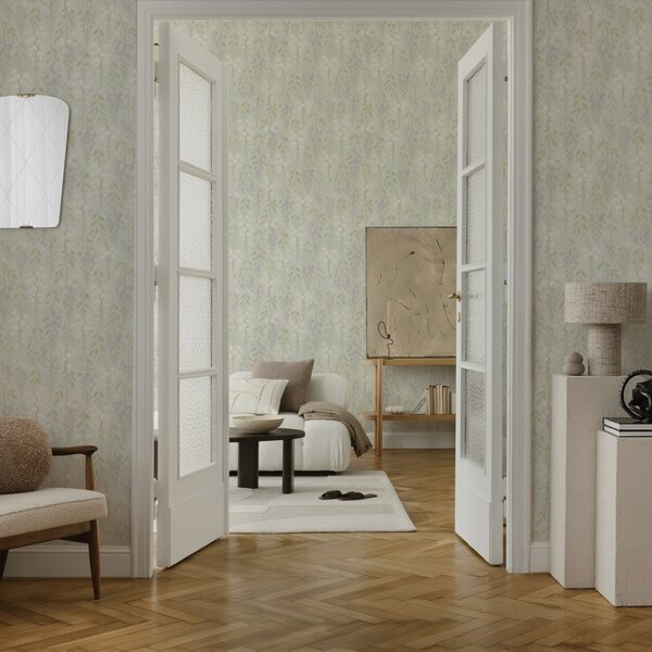 Tapéta Lila wisteria mentazöld háttér előtt, Virágok és növények tapétá, a00593 : Uwalls.hu