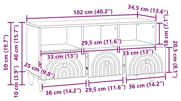 VidaXL TV szekrény Öreg fa 102 x 34,5 x 50 cm Mérnöki fa