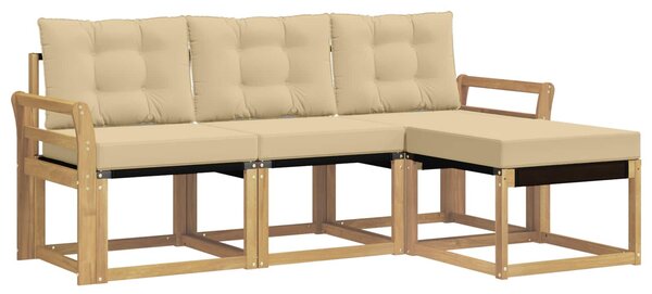 VidaXL Kültéri kanapé szett párnával 4 pcs Fehér és Bézs