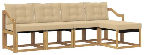 VidaXL Kültéri kanapé szett párnával 5 pcs Fehér és Bézs