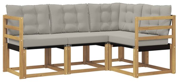 VidaXL Kültéri kanapé szett párnával 4 pcs Fehér és Világosszürke