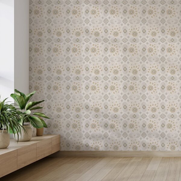 Tapéta Geometrikus mozaikminta meleg bézs színekben, Absztrakt tapétá, a00606 : Uwalls.hu