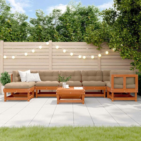 VidaXL Kerti lounge szett ARAKIL 8 pcs Viaszbarna Tömör Fenyőfa