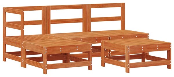 VidaXL Kerti lounge szett 5 pcs Viaszbarna Tömör Fenyőfa