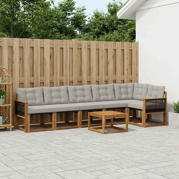 VidaXL Kültéri kanapé szett 7 pcs Természetes és Világosszürke