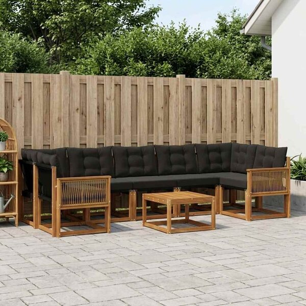 VidaXL Kültéri kanapé szett párnával 8 pcs Természetes és Fekete