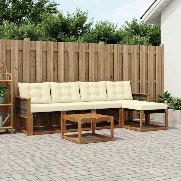 VidaXL Kültéri kanapé szett párnával 6 pcs Természetes és krémszínű