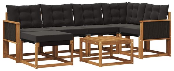 VidaXL Kültéri kanapé szett párnával 7 pcs Természetes és Fekete