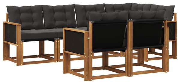 VidaXL Kültéri kanapé szett párnával 7 pcs Természetes és Fekete