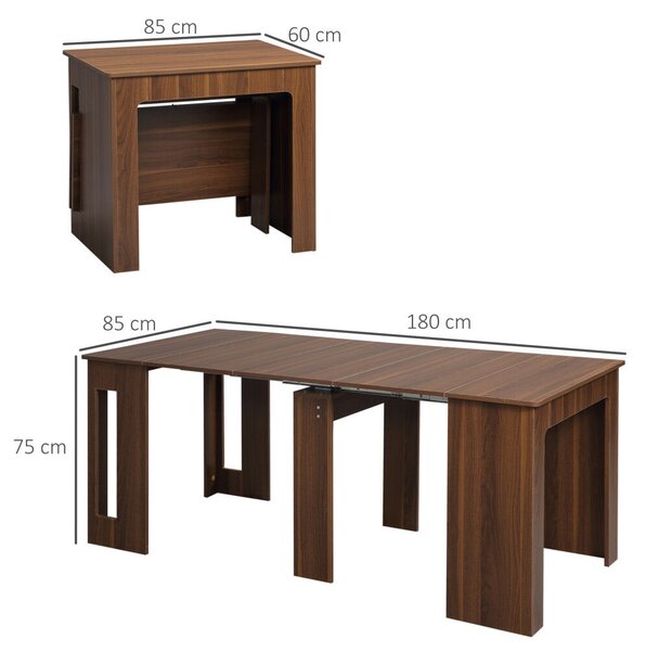 HOMCOM Kihúzható Étkezőasztal, mobil, modern design, barna