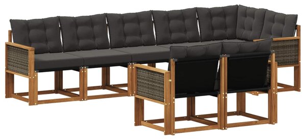 VidaXL Kültéri kanapé szett párnával 8 pcs Természetes és Fekete