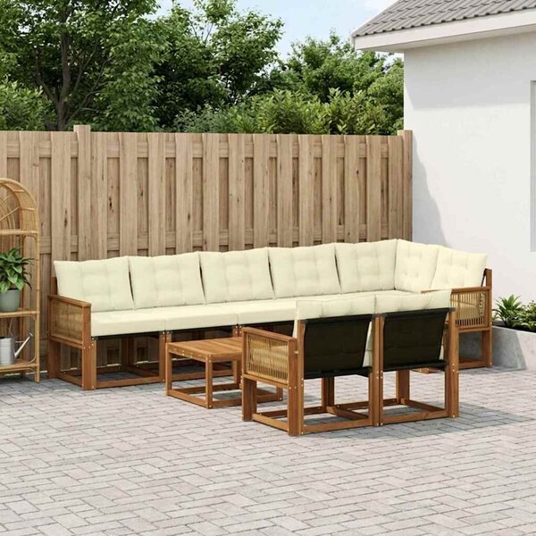 VidaXL Kültéri kanapé szett párnával 9 pcs Természetes és krémszínű