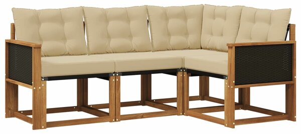 VidaXL Kültéri kanapé szett párnával 4 pcs Természetes és bézs