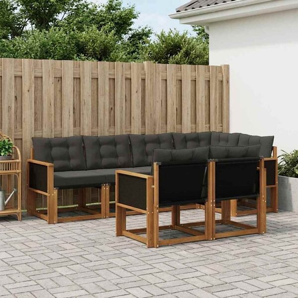 VidaXL Kültéri kanapé szett párnával 7 pcs Természetes és Fekete
