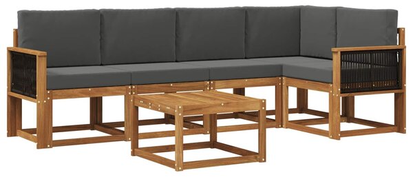 VidaXL Kültéri kanapé szett 6 pcs Természetes és antracit Tömör Akácfa