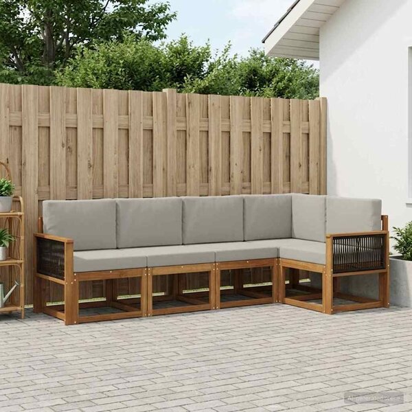 VidaXL Kültéri kanapé szett 7 pcs Természetes és Világosszürke