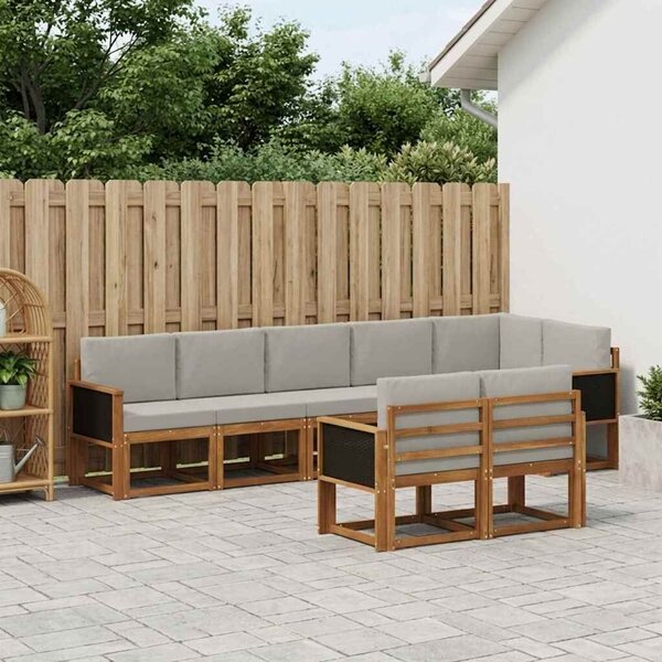 VidaXL Kültéri kanapé szett 8 pcs Természetes és Világosszürke