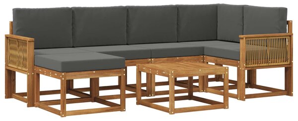 VidaXL Kültéri kanapé szett 7 pcs Természetes és antracit Tömör Akácfa