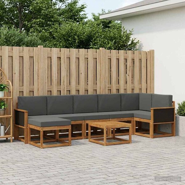 VidaXL Kültéri kanapé szett 8 pcs Természetes és antracit Poliészter