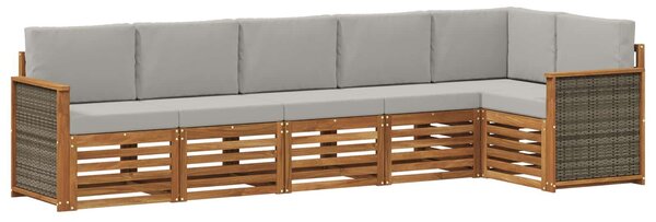 VidaXL Szegmentált kanapé szett 5 pcs Természetes és Világosszürke