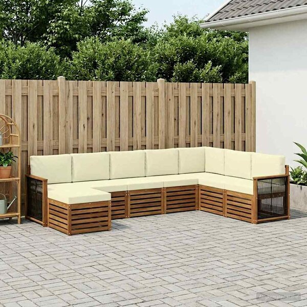 VidaXL Kültéri kanapé szett párnával 6 pcs Természetes és krémszínű