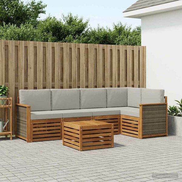 VidaXL Szegmentált kanapé szett 5 pcs Természetes és Világosszürke