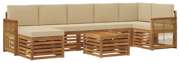 VidaXL Kültéri kanapé szett párnával 7 pcs Természetes