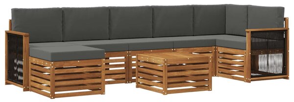 VidaXL Kültéri kanapé szett párnával 7 pcs Természetes és antracit