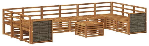 VidaXL Kültéri kanapé szett 8 pcs Természetes Tömör Akácfa