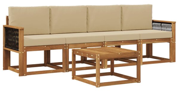 VidaXL Kültéri kanapé szett párnával 4 pcs Természetes