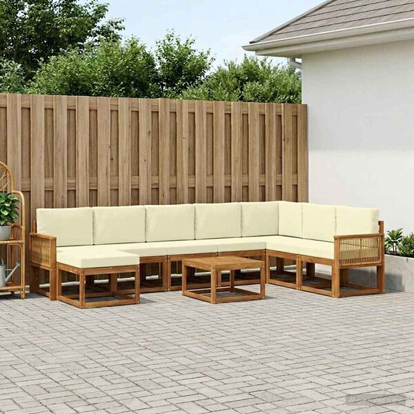 VidaXL Kültéri kanapé szett párnával 9 pcs Természetes és krémszínű