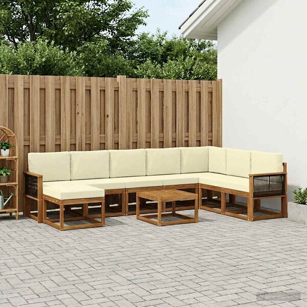 VidaXL Kültéri kanapé szett párnával 9 pcs Természetes és krémszínű