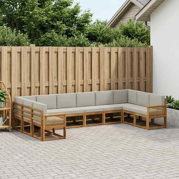 VidaXL Kültéri kanapé szett 10 pcs Természetes és Világosszürke