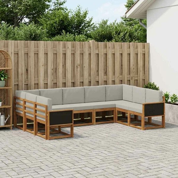 VidaXL Kültéri kanapé szett 9 pcs Természetes és Világosszürke