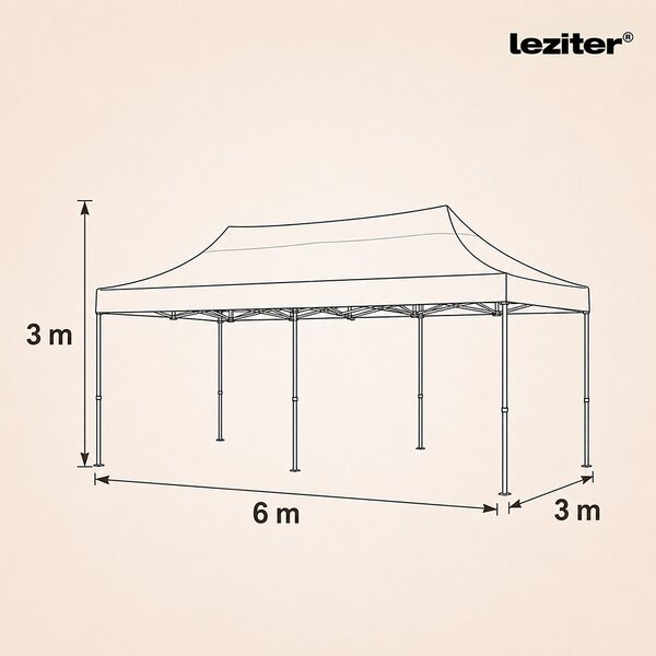 Összecsukható kerti pavilon 3x6 m
