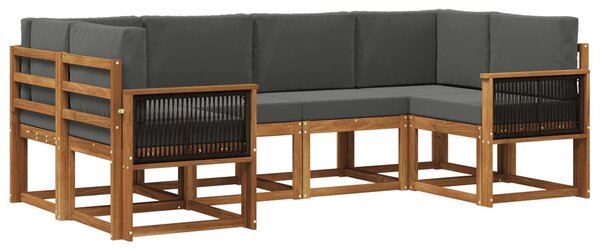 VidaXL Kültéri kanapé szett 6 pcs Természetes és antracit Tömör Akácfa