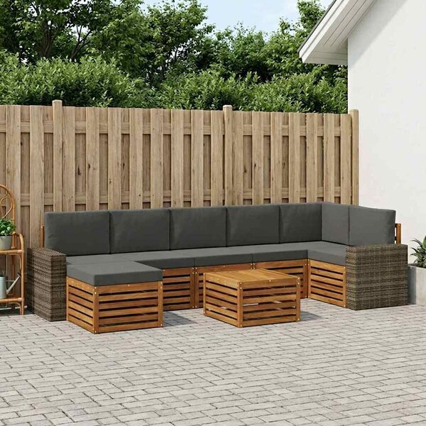 VidaXL Kültéri kanapé szett párnával 8 pcs Természetes és antracit