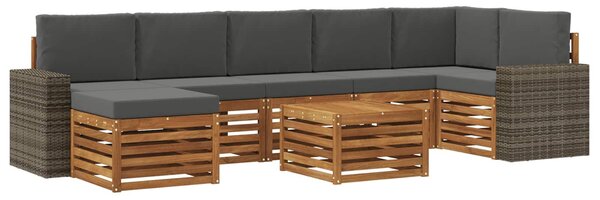 VidaXL Kültéri kanapé szett párnával 8 pcs Természetes és antracit
