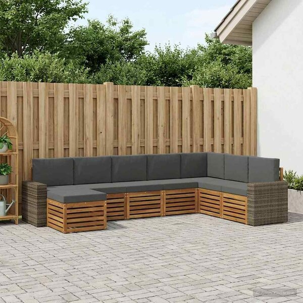 VidaXL Kültéri kanapé szett párnával 8 pcs Természetes és antracit