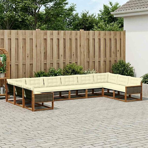 VidaXL Kültéri kanapé szett párnával 10 pcs Természetes és krémszínű