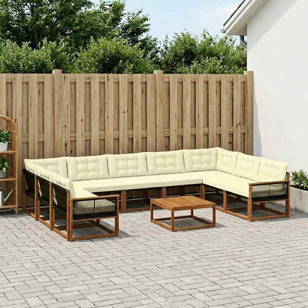 VidaXL Kültéri kanapé szett párnával 10 pcs Természetes és krémszínű